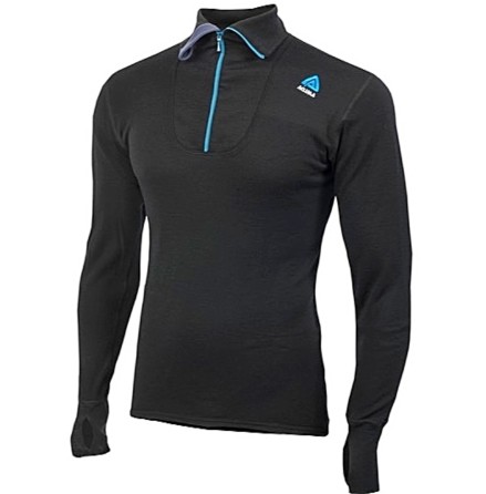 Aclima Double Wool Polo W/Zip M�s Jet Black/Marengo
