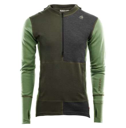 Aclima Warmwool Hoodsweater Olive Night/Dill/Marengo w. zip